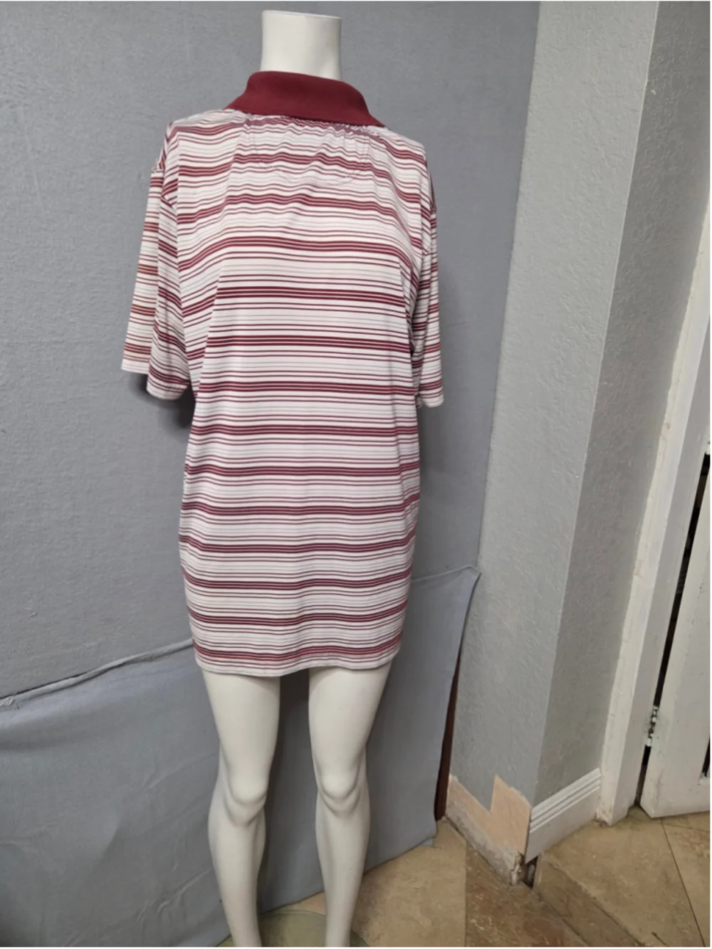 Men's Russell Florida State Polo Shirt Size L White Maroon Striped